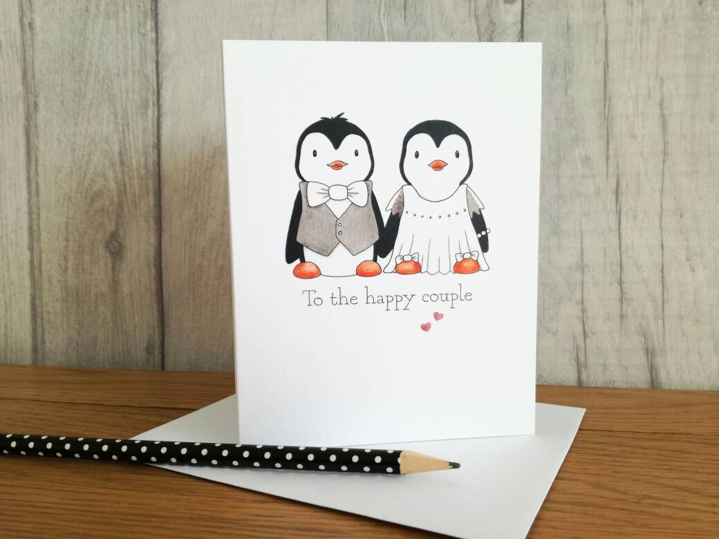 Pinguin Hochzeit Karte Glückwunschkarte glücklichen Etsy