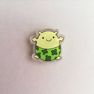 A little blob of luck magnet, mini cute lucky clover pants tiny fridge magnet, postable good luck, happiness, supportive, recycled acrylic image 3