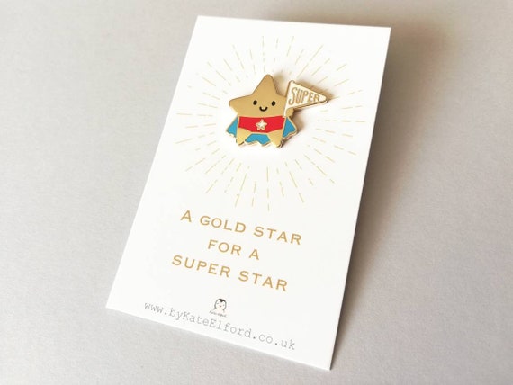  Super Star Lapel Pins - 1 Black and Gold Super Star  Recognition Pins 1 Pack : Office Products