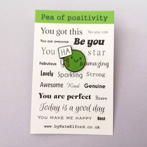 Ha pea, a happy pea of positivity enamel pin, a cute positive enamel brooch, supportive, funny friend gift image 2
