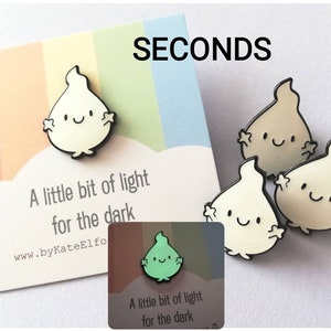 Seconds - A little bit of light for the dark enamel pin, cute glow in the dark positive badge, friendship, care, anxiety, supportive enamel