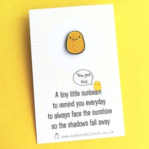 A Little Sunbeam Enamel Pin - Positive Enamel Brooch, Supportive, Friendship, Care, You Got This, Tiny Glitter Sun Beam