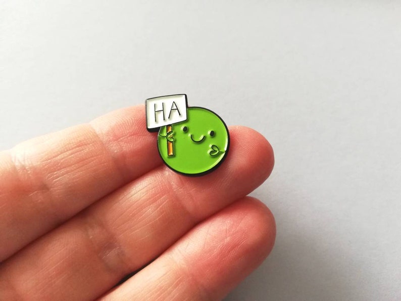 Ha pea, a happy pea of positivity enamel pin, a cute positive enamel brooch, supportive, funny friend gift image 7