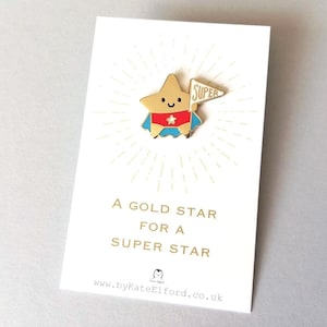 Super Star Enamel Pin - Cute Gold Star, Positive Enamel Brooch, Supportive Enamel Badges, Thank You Gift