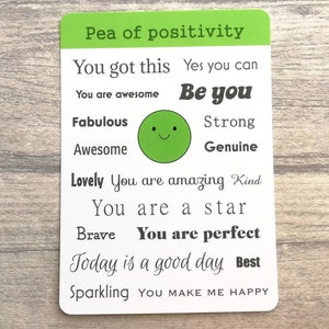 Pea of positivity postcard. A happy, caring, positive message for posting or framing