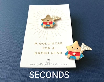 Seconds Enamel Pin – Gold Super Star Brooch