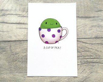 Cup of pea print, unframed kitchen picture, funny tea cup