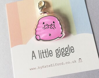 A little giggle stitch marker, cute positive charm, friendship, friend, funny supportive, happy recycled acrylic