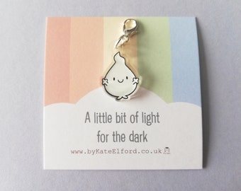 A little bit of light for the dark stitch marker, cute positive charm, care and positivity, recycled acrylic