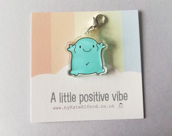 A positive vibe stitch marker, cute positive charm, friendship, positivity, supportive, care, recycled acrylic