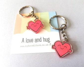 Love and Hug Recycled Acrylic Keyring - Friendship Gift