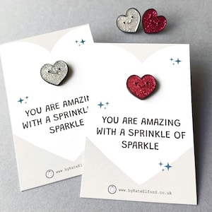 Mini Heart Enamel Pin - You Are Amazing, With A Sprinkle of Sparkle Enamel Pin