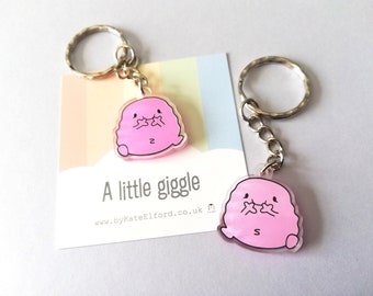 A little giggle keyring, cute happy, friend, positive key fob, funny, friendship, support, care, recycled acrylic