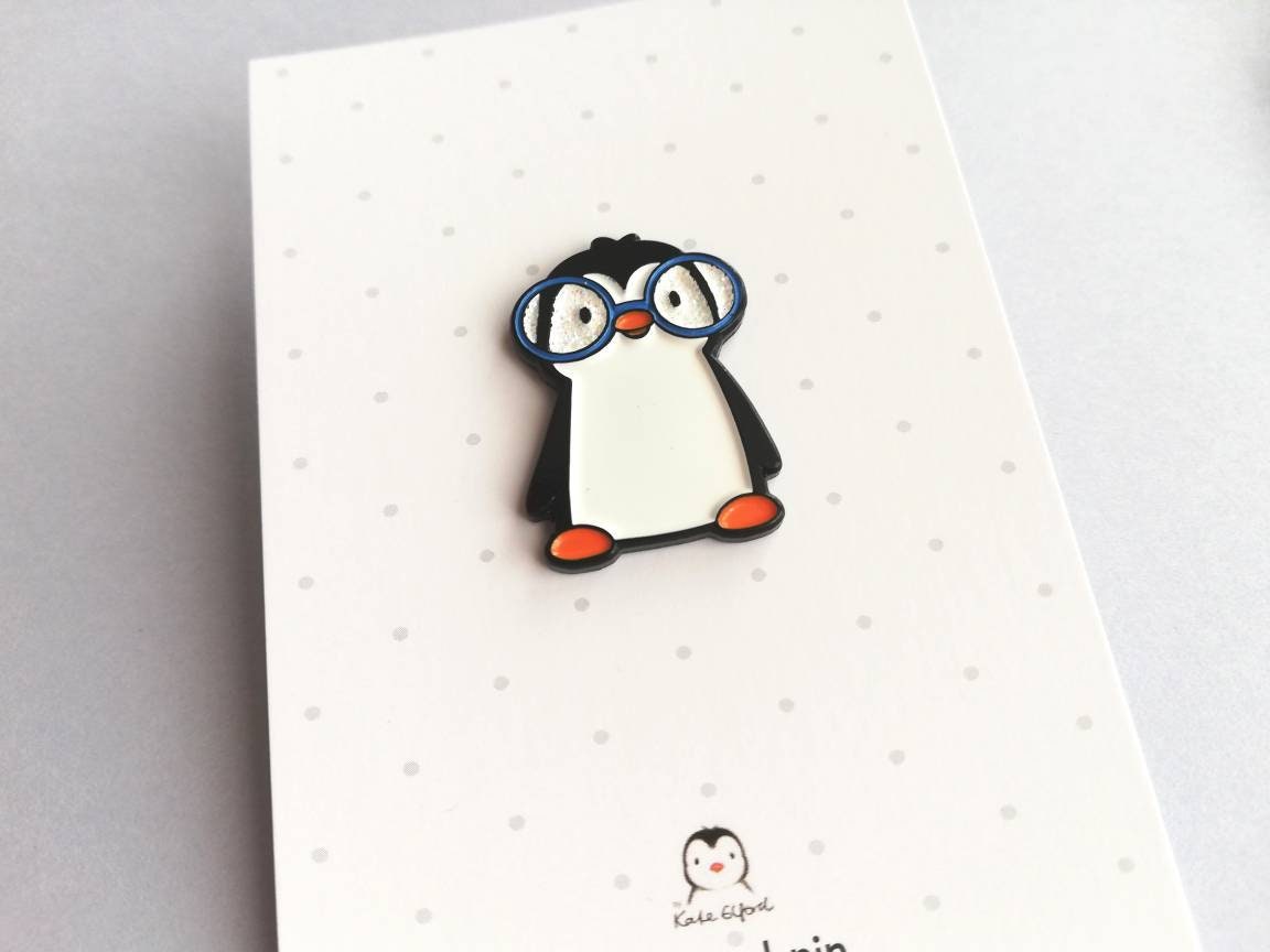 Penguin in Glitter Glasses Enamel Pin Cute Penguin Brooch - Etsy UK