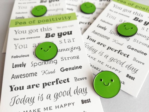 Pea Of Positivity Enamel Pin, Cute Green Pea, Positive Enamel Brooch, Friendship, Supportive Enamel Badges