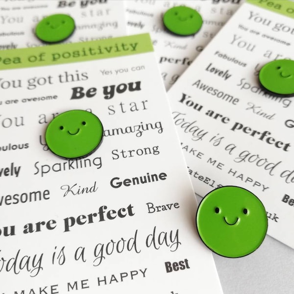 Pea of positivity enamel pin, cute green pea, positive enamel brooch, friendship, supportive enamel badges