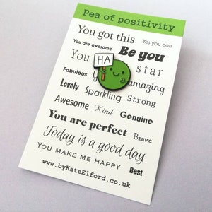 Ha pea, a happy pea of positivity enamel pin, a cute positive enamel brooch, supportive, funny friend gift image 8