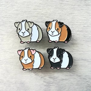 Mini pig enamel pins, black soft enamel badge, guinea pig enamel brooch pins, tri colour, ginger, grey, black, white cavy badges