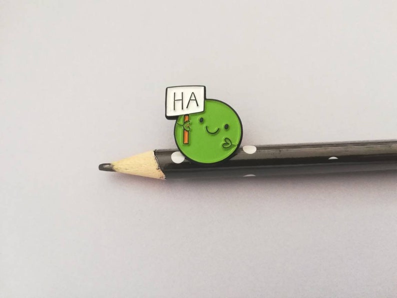 Ha pea, a happy pea of positivity enamel pin, a cute positive enamel brooch, supportive, funny friend gift image 3