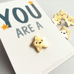 You Are a Star Enamel Pin - Cute Tiny Gold Star, Positive Enamel Brooch, Friendship, Thank You Badge