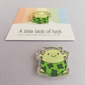 A little blob of luck magnet, mini cute lucky clover pants tiny fridge magnet, postable good luck, happiness, supportive, recycled acrylic image 5