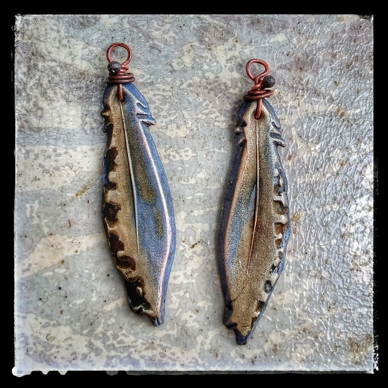 earring charms polymer clay feathers tribal feathers Feather earrings handmade jewelry