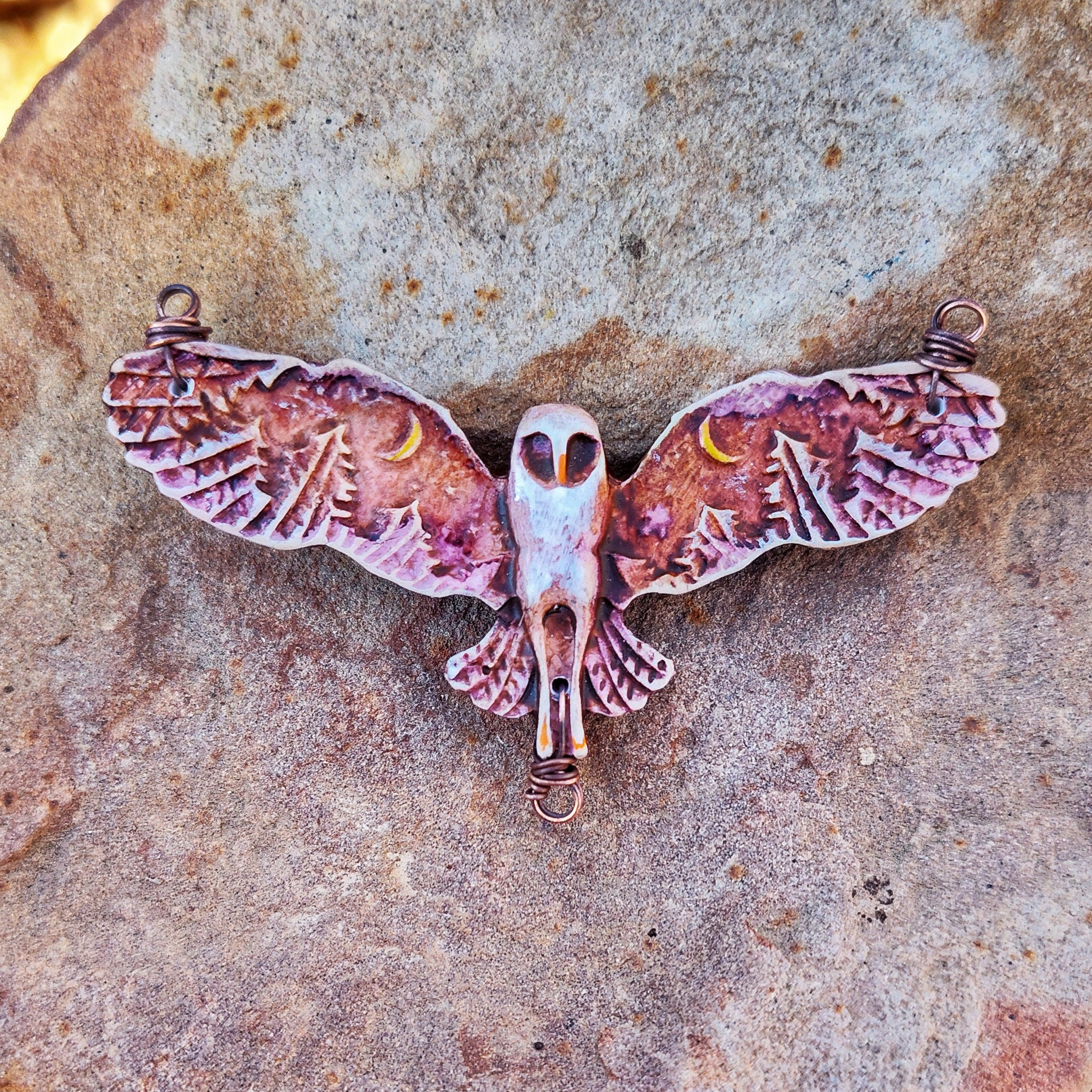 Made-to-order Barn Owl Clay Pendant