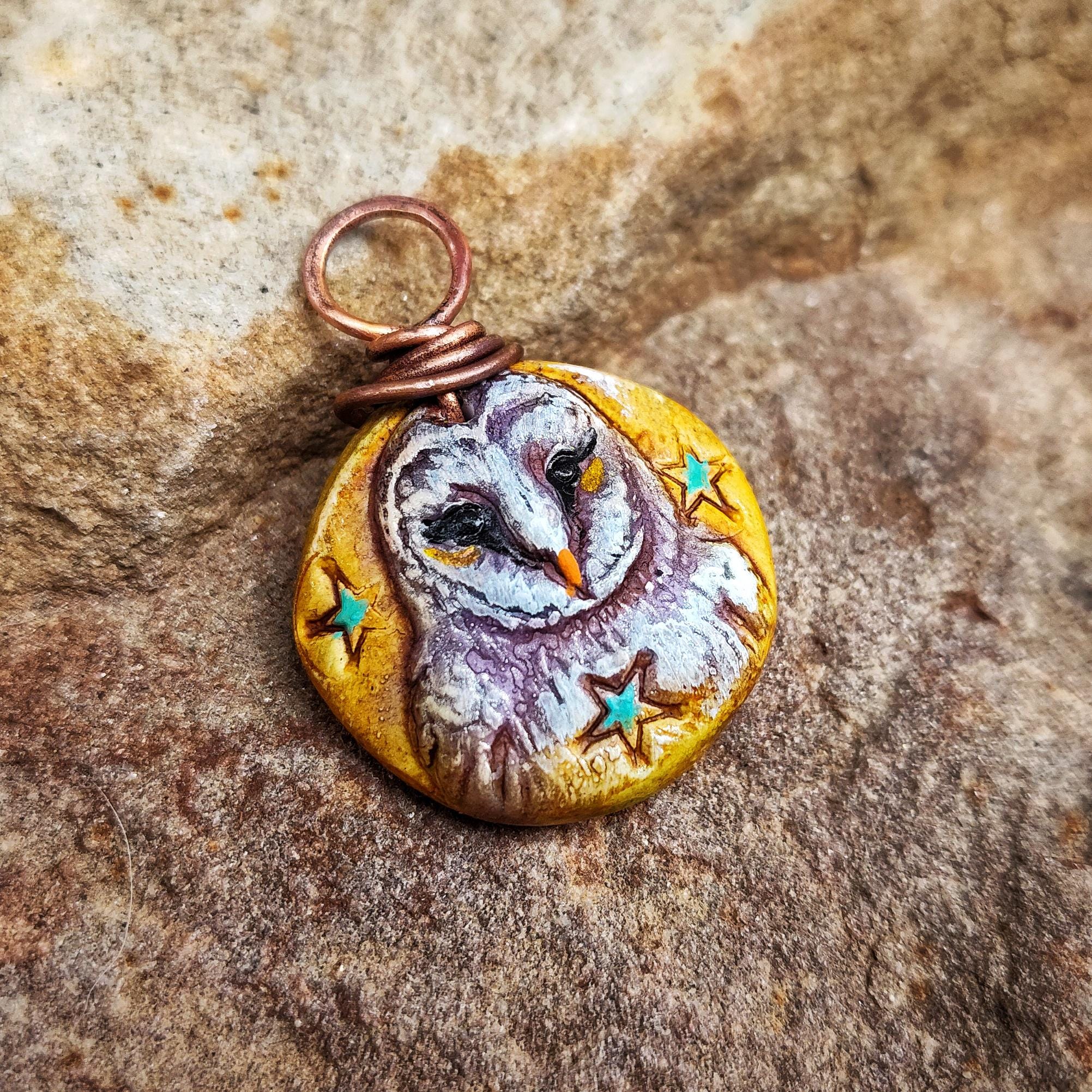 Made to order Polymer Clay Owl Pendant