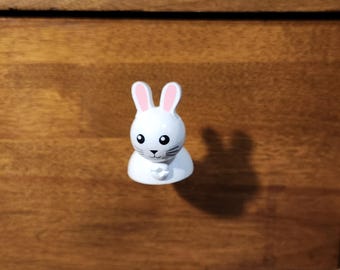 Bunny, wooden, white single knob