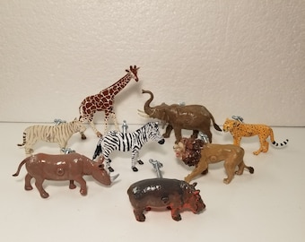 Safari animal handles set of 8 with white tiger