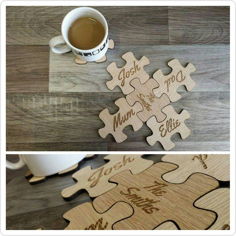 Puzzle coaster Personalised wooden puzzle coasters 00150 Etsy