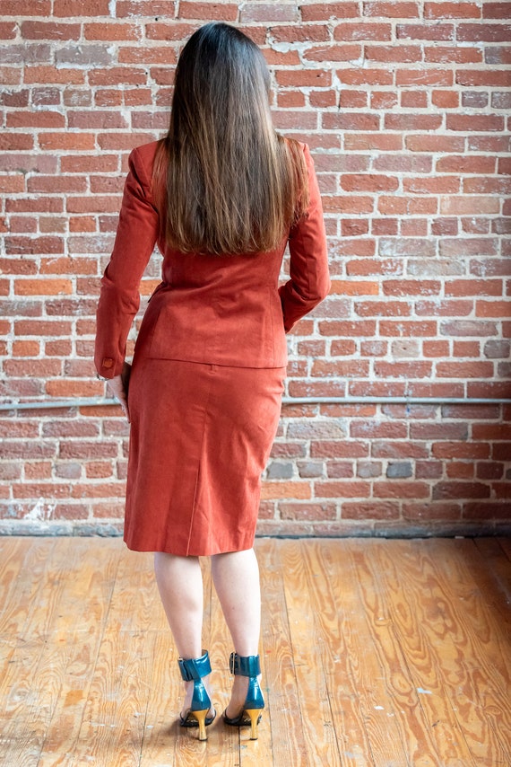 VIntage 70's "Burnt Orange" colored skirt suit wi… - image 7