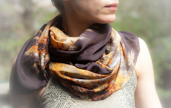 LUSCIOUS!!! Brown Rust Ochre and Slate Blue Itali… - image 3