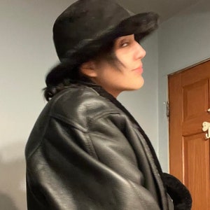 Vintage reversible shearling hat sheepskin/lambskin fur