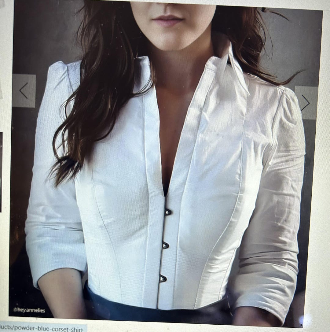Full Steel Boned White Corset Shirt
