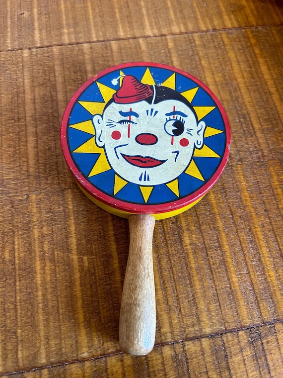 Vintage 1930's Kirchhof noisemaker clown graphics noisemaker intact
