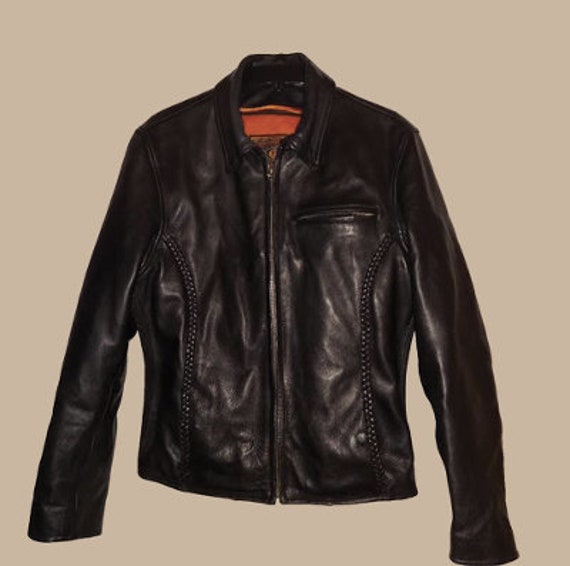 Vintage black motorcycle jacket size large cool br