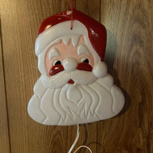 Ventana navideña vintage Noma Lite de 2 lados NOMA 1990 con cara de Papá Noel, eléctrica, en excelentes condiciones