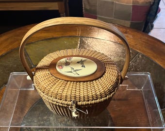 Vintage Nantucket Basket Signed and Marked Nautical Basket Purse