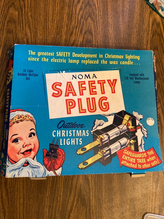 Vintage NOMA safety plug outdoor Christmas lights in original box