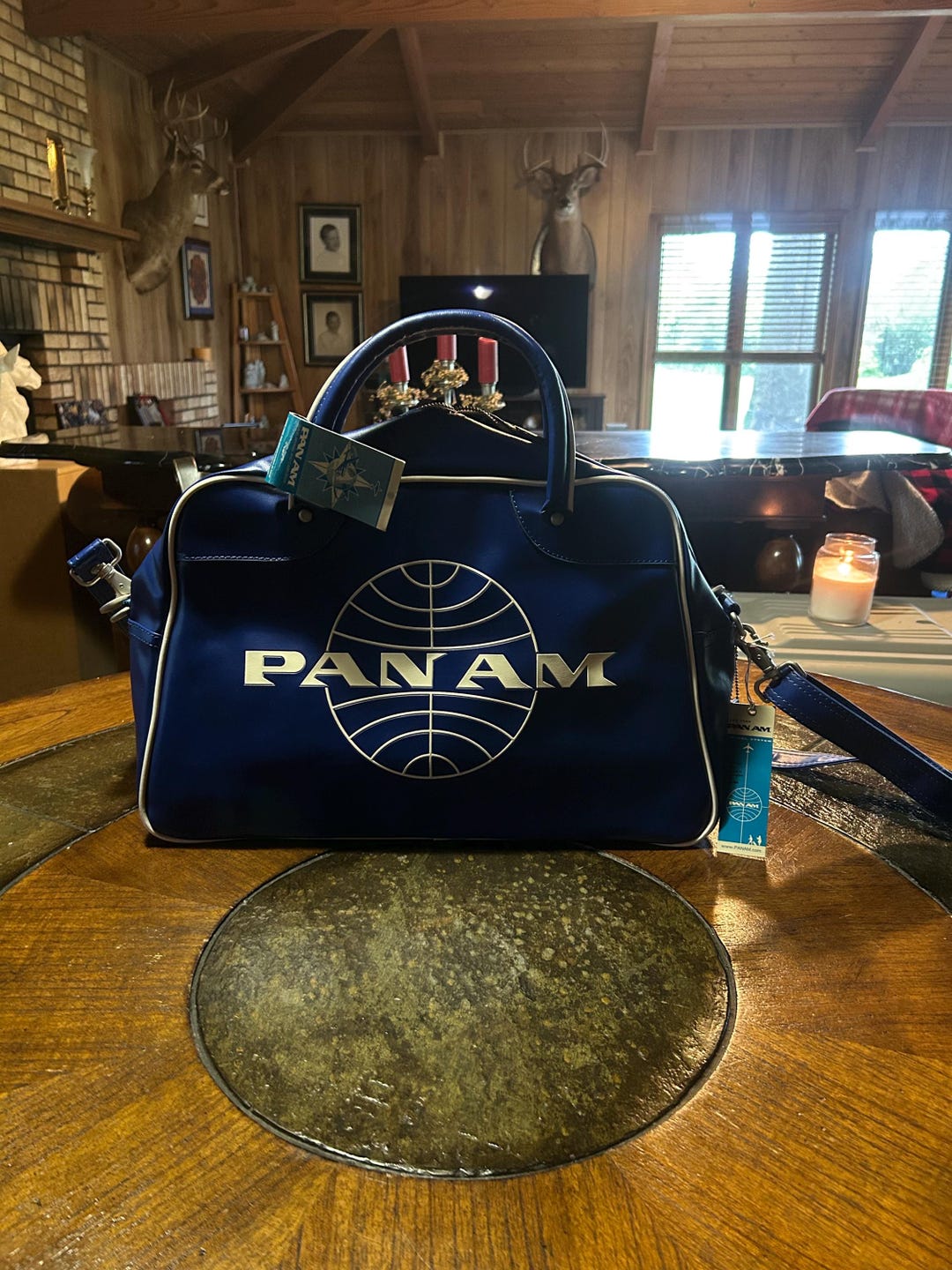 PAN AM Duffel Top Handled Bag Unique Blue With White Color - Etsy