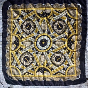 Vintage Rolex of Geneva Silk Scarf in the style of Hermes