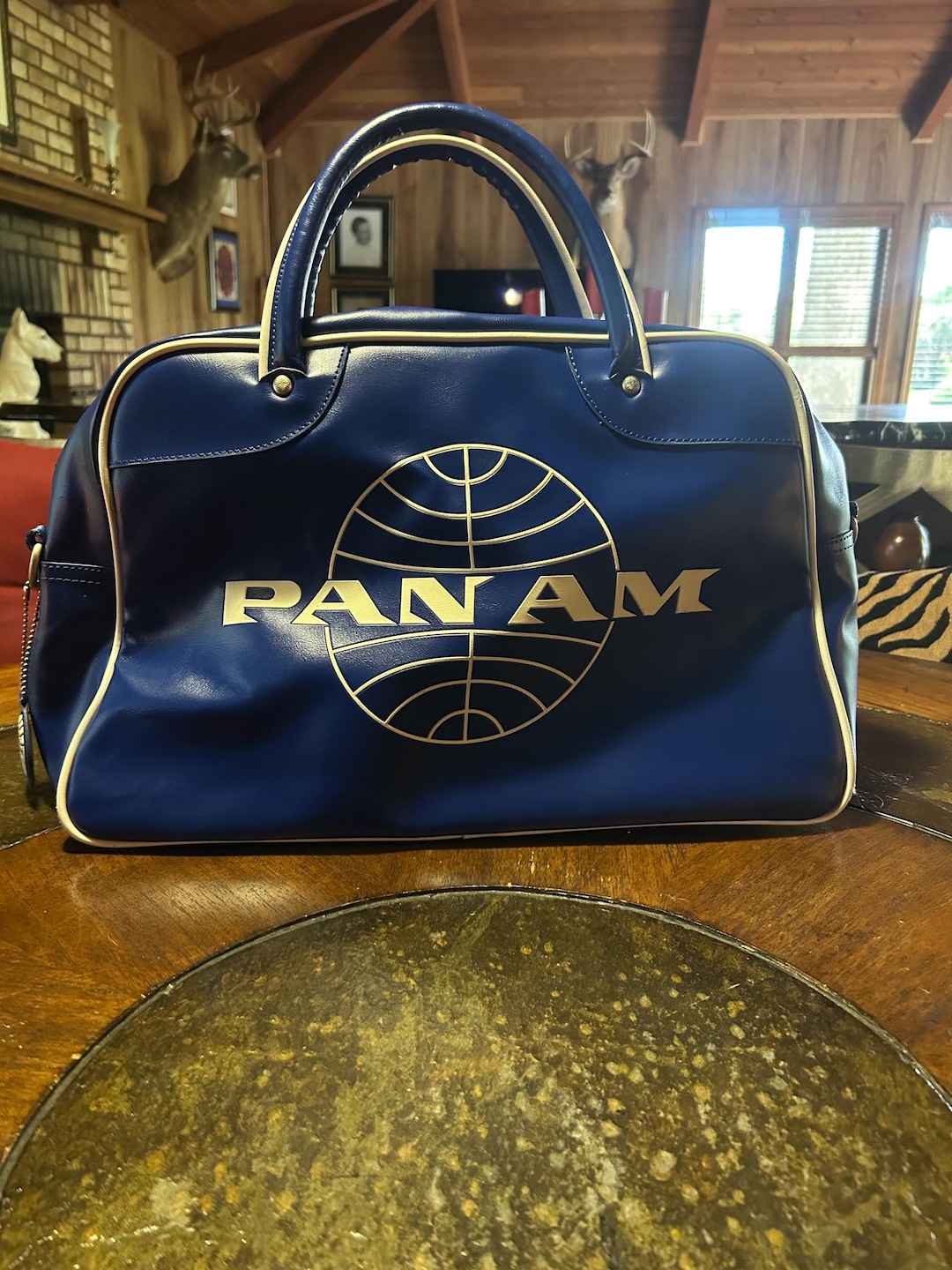 PAN AM Duffel Top Handled Bag Unique Blue With White Color - Etsy