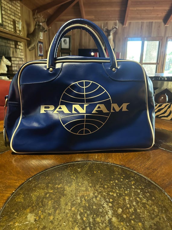 PAN AM duffel top handled bag unique blue with white color