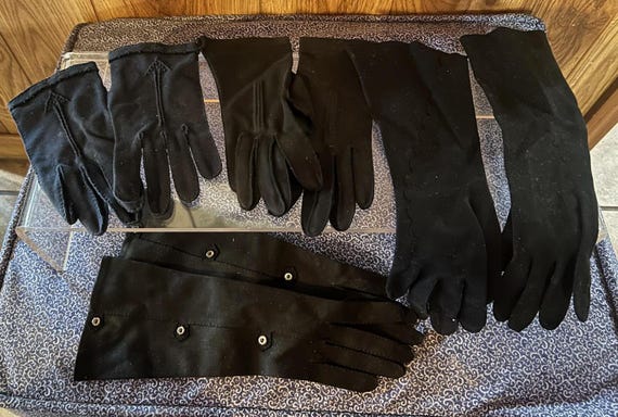 Cloth gloves black blue vintage