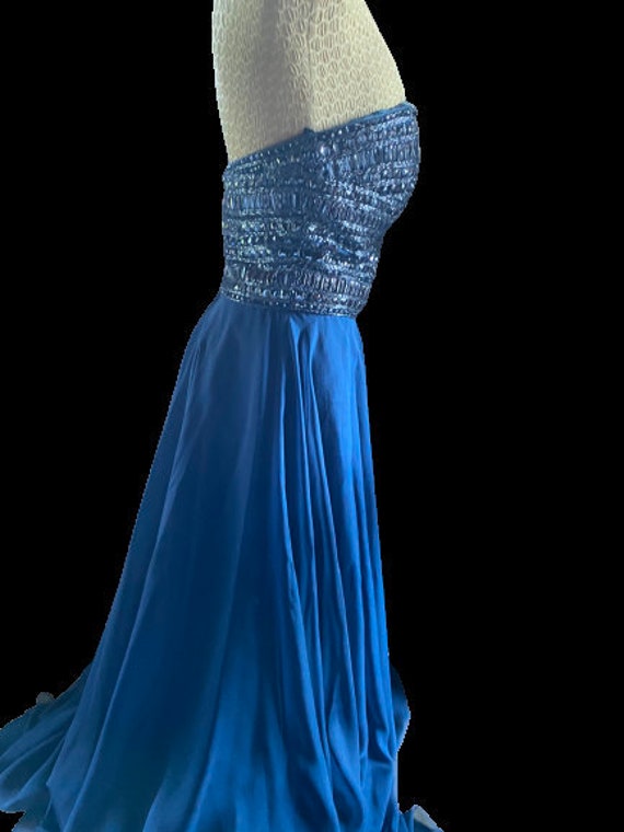 Beautiful strapless navy dress, heavily beaded embellished gown mother of the bride mother of the groom size 2-6