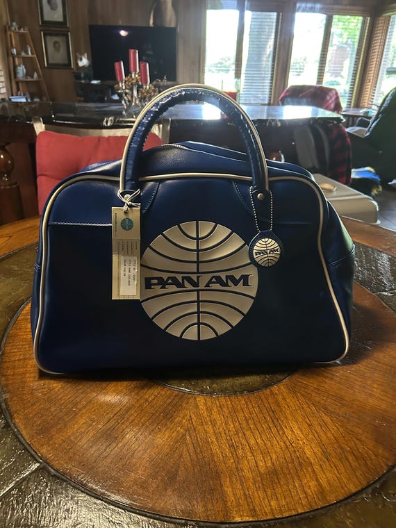 PAN AM duffel top handled bag unique blue with white color