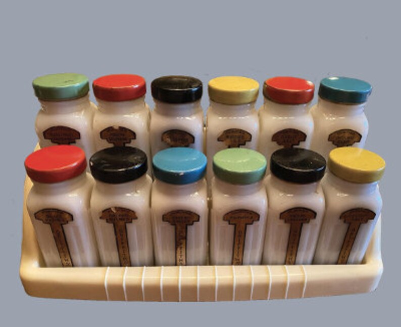 Vintage Glass Spice Jars and Display Griffith Laboratories 12 Etsy