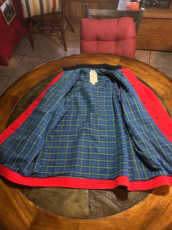 Vintage Womans Hudson Bay plaid lined red jacket