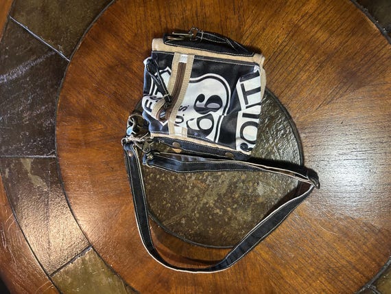 Rt. 66 recycled expandable  shoulder bag